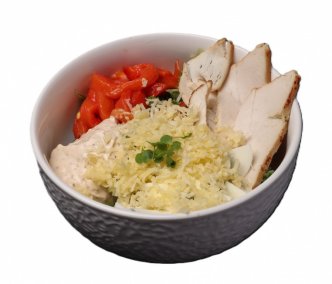 Салат с куриным филе и печеным перцем 